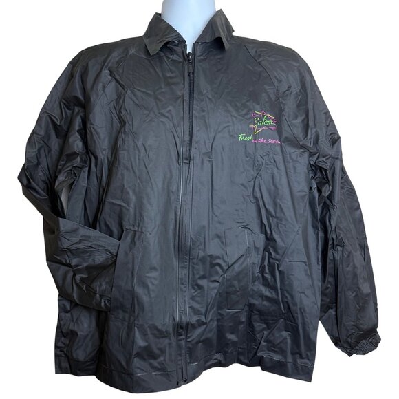 Vtg Salem Fresh On The Scene Cigarettes Windbreaker 90s Retro Black Neon PVC OS - Picture 2 of 12
